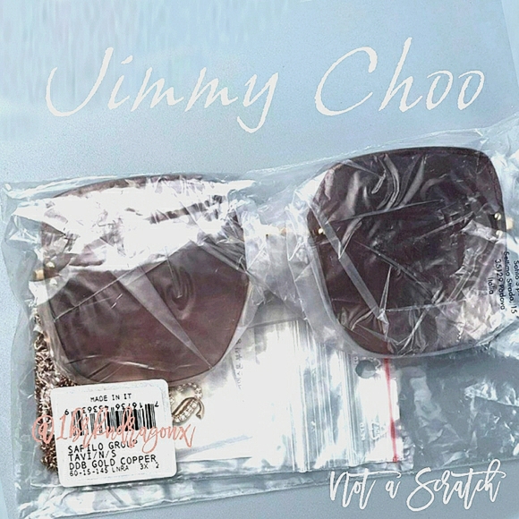 NWT Square Frame Copper Gold Sunglasses Jimmy Choo Shades Genuine Brand New Case main image 2